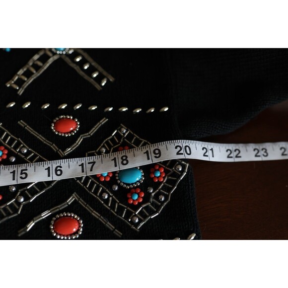 Vintage Studio C Collection Women's Southwestern Jeweled Mock Neck Sweater M - Picture 2 of 16